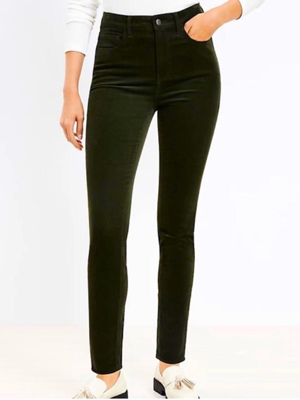 LOFT Curvy Skinny Green Corduroy Pants Size 30/10